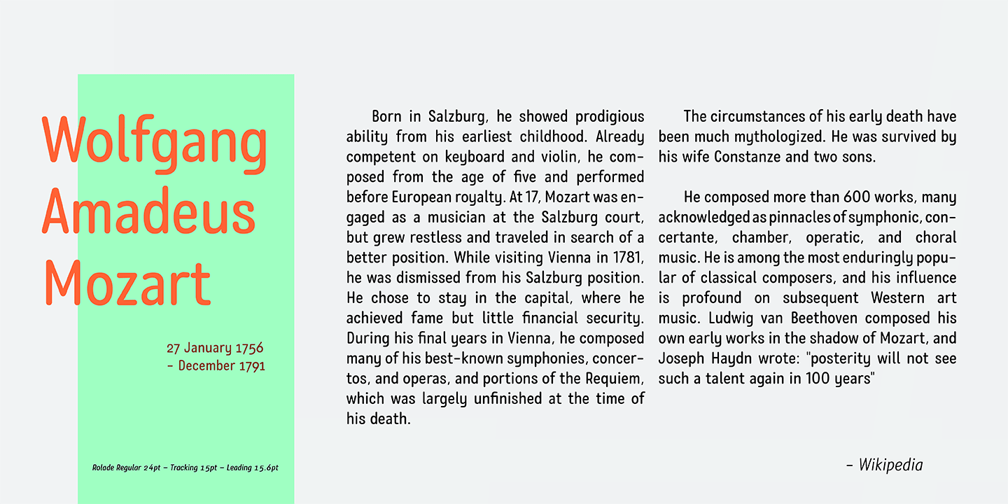 Przykład czcionki Rolade Bold Italic